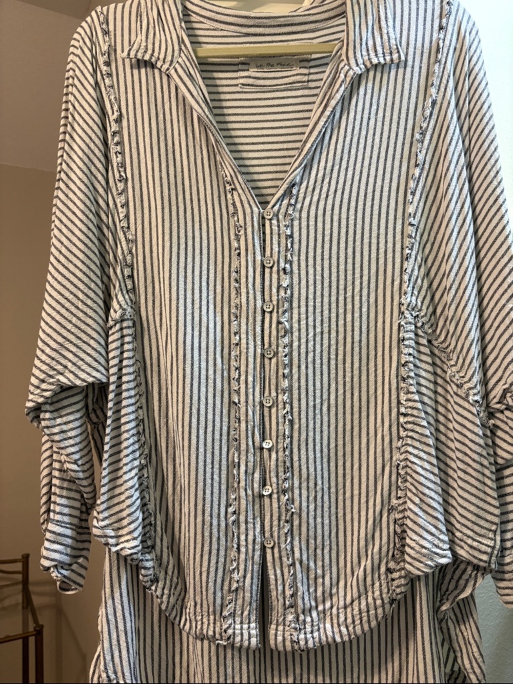 “WE THE FREE”Black and White Striped Baggy Blouse - Picture 3 of 16